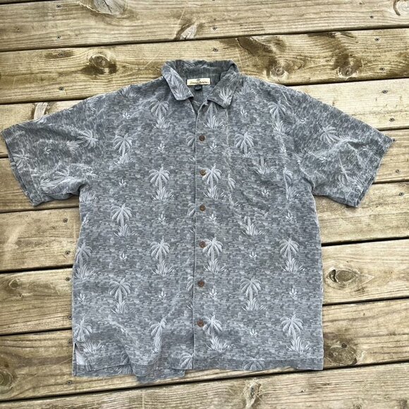 Tommy Bahama Other - ** Tommy Bahama 100% silk leaf palm tree embossed gray Button Up shirt Large